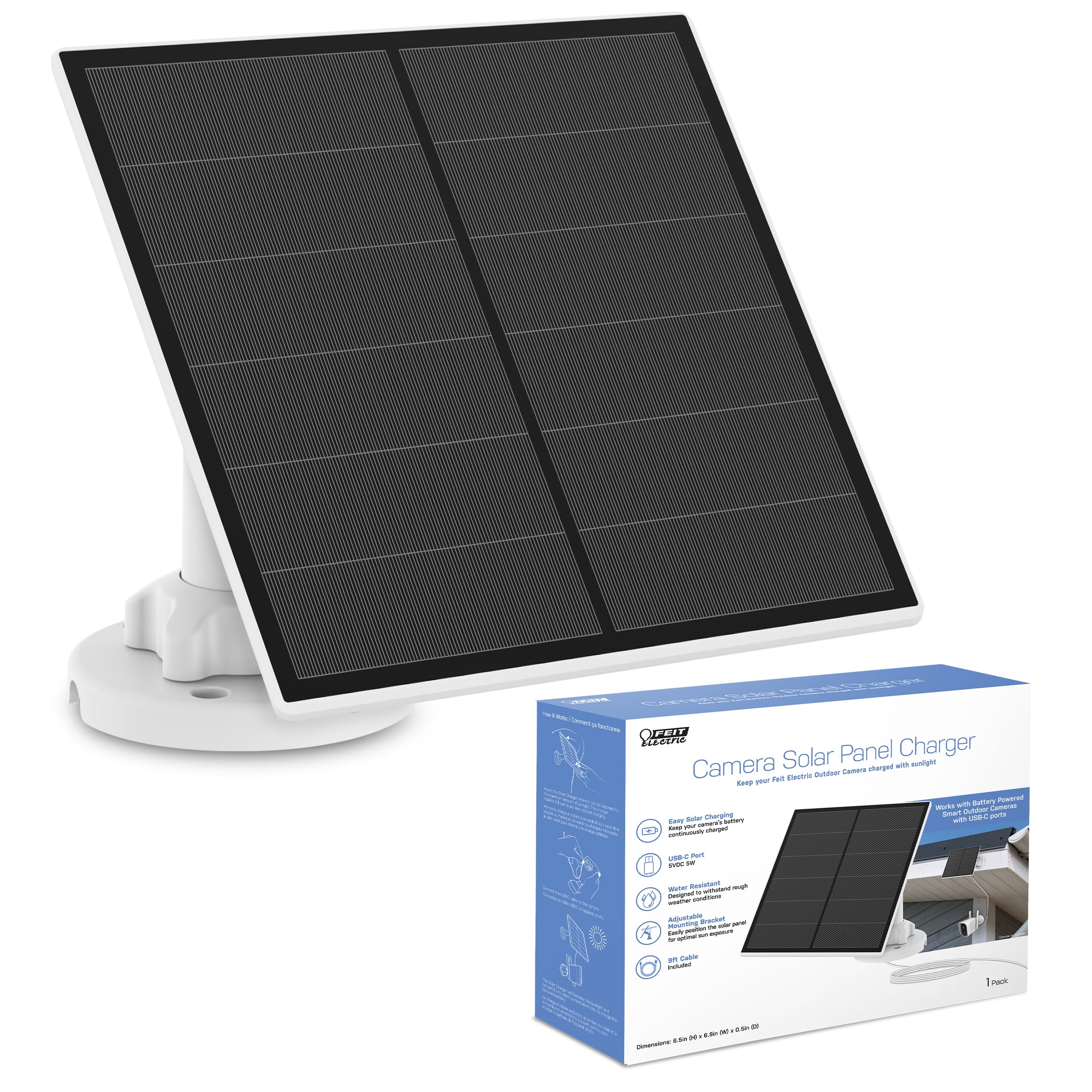 Feit Electric front view of solar panel showing compact low-profile design and clean finish