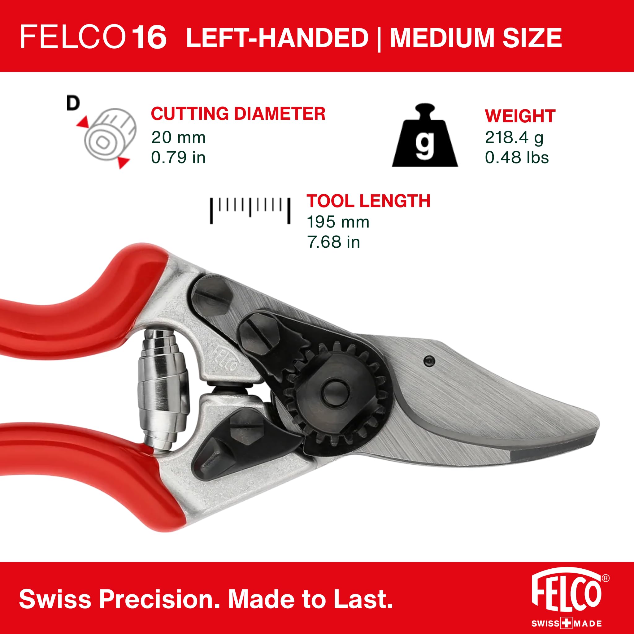 FELCO F16 handle grip detail with rubberized comfort for slip resistance