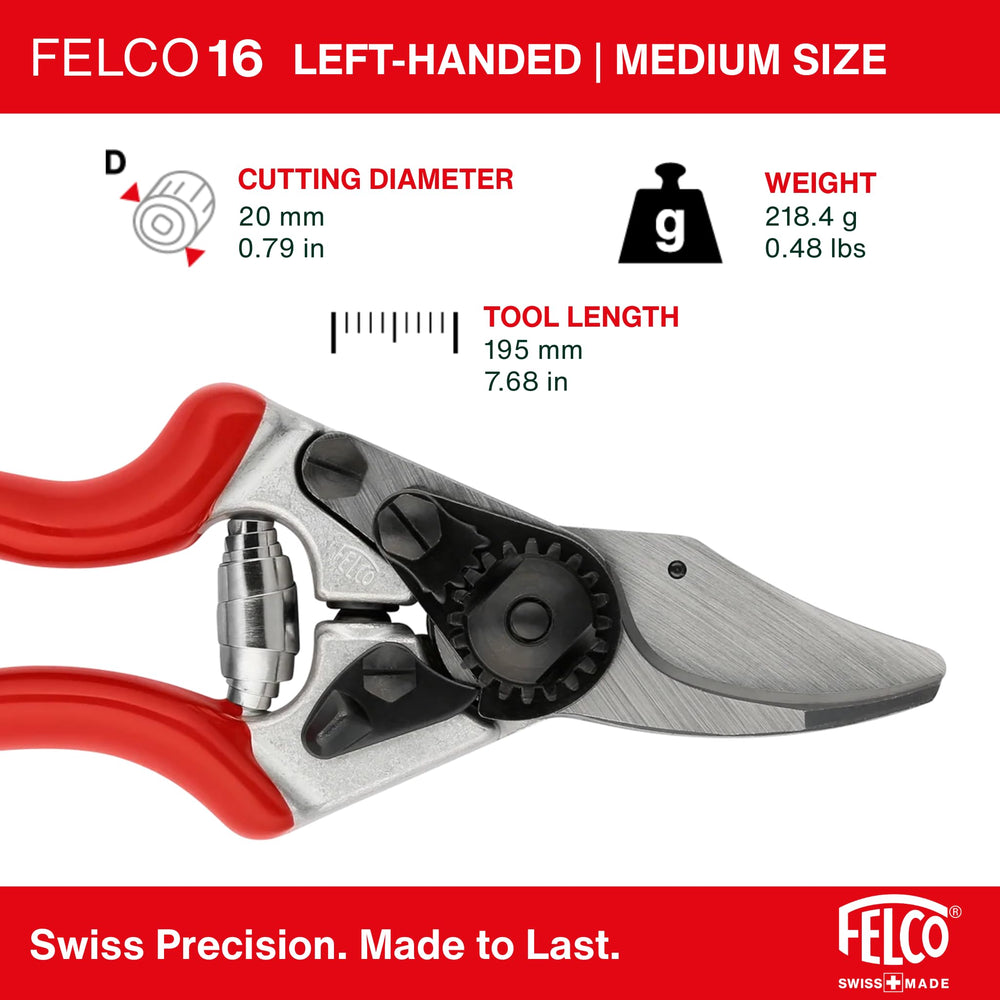 FELCO F16 handle grip detail with rubberized comfort for slip resistance