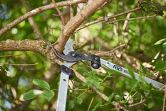 FELCO F211-60 close-up of curved carbon-steel blade and ergonomic grip for precise cuts