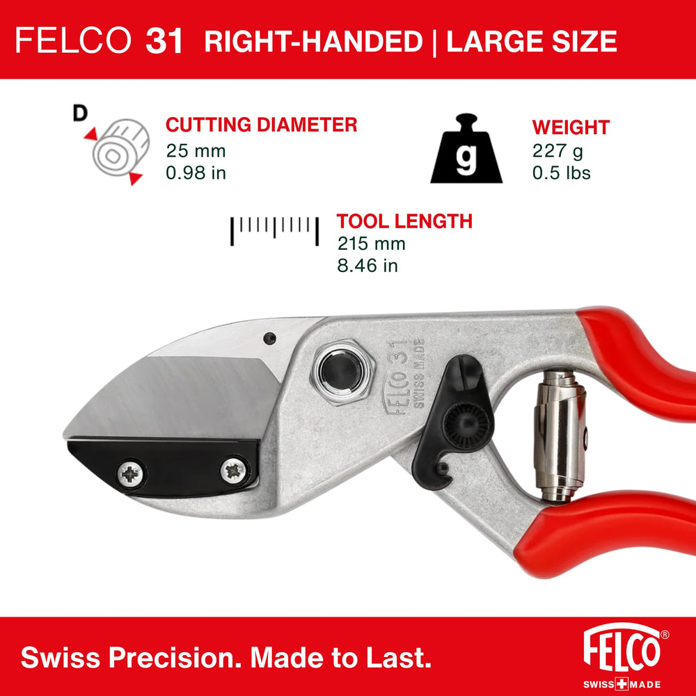 FELCO F31 next to ruler for scale illustrating 8.3-inch size for control and reach