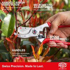FELCO F4 handle texture showing rubberized grip for secure comfort