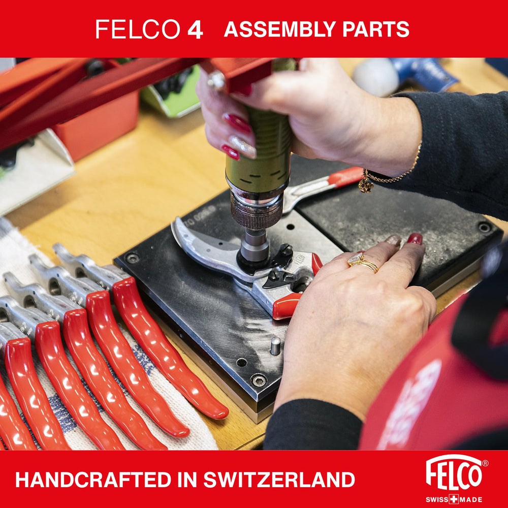 FELCO F4 size scale with hand showing lightweight control benefit