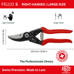 FELCO F5 primer plano de la hoja de acero al carbono y filo duradero