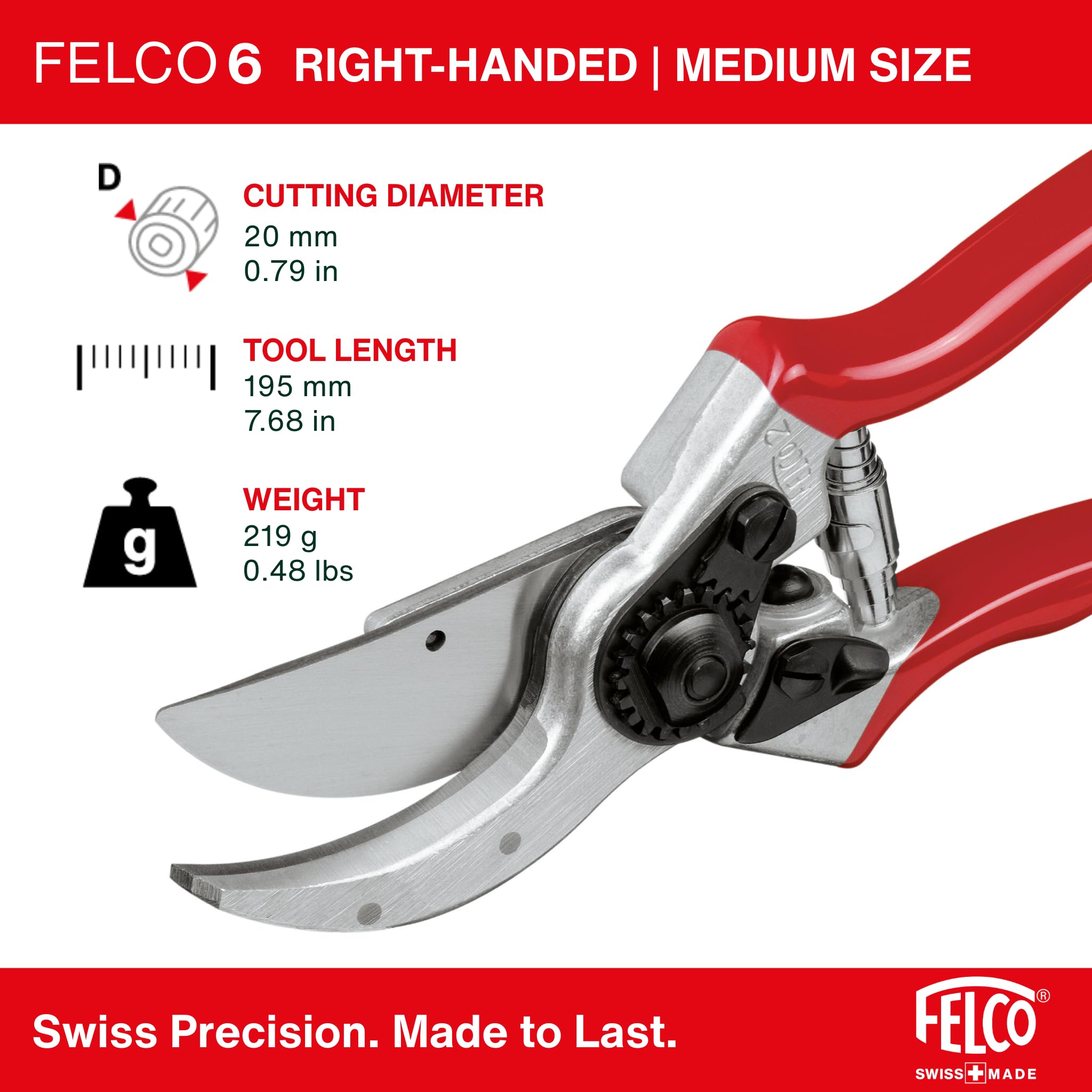 FELCO F6 forged aluminum handle texture offering lightweight strength