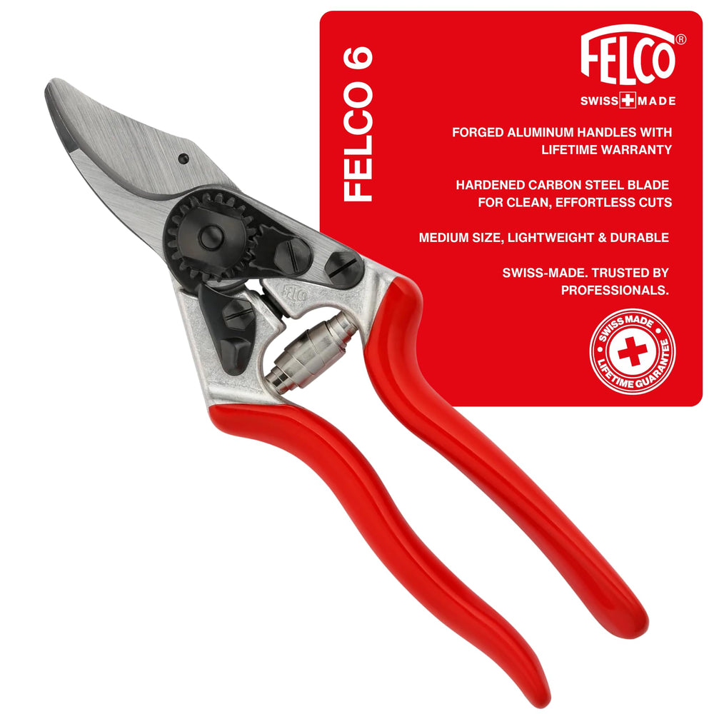FELCO F6 front view showing compact pruner and clean cut capability