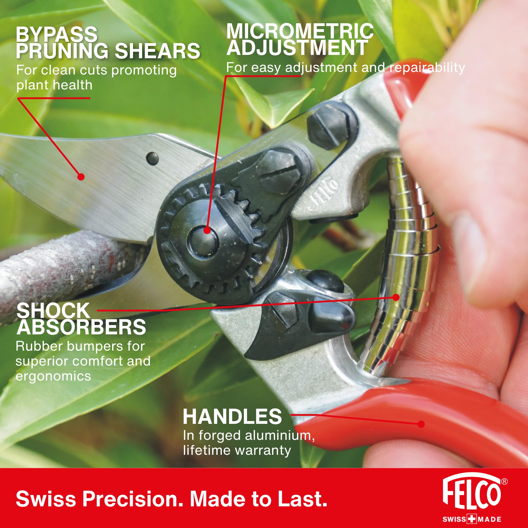 FELCO F6 cutting a rose stem showing clean bypass pruning benefit