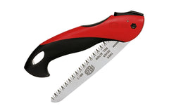FELCO F 600 close-up of ergonomic red handle texture improving grip and comfort