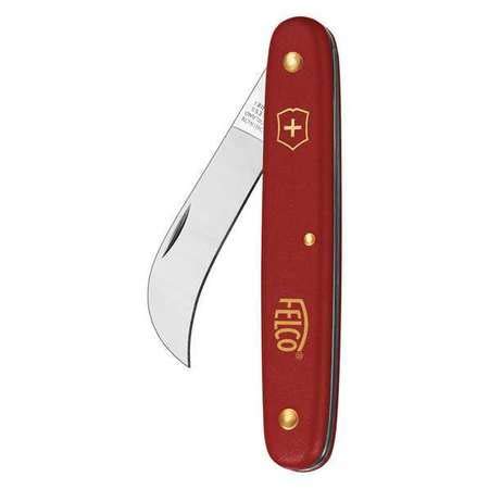 FELCO red grafting knife front view showing blade and visible handle for precision