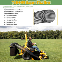 FELHOOD hose installed on Cub Cadet mower illustrating correct routing and airflow benefit