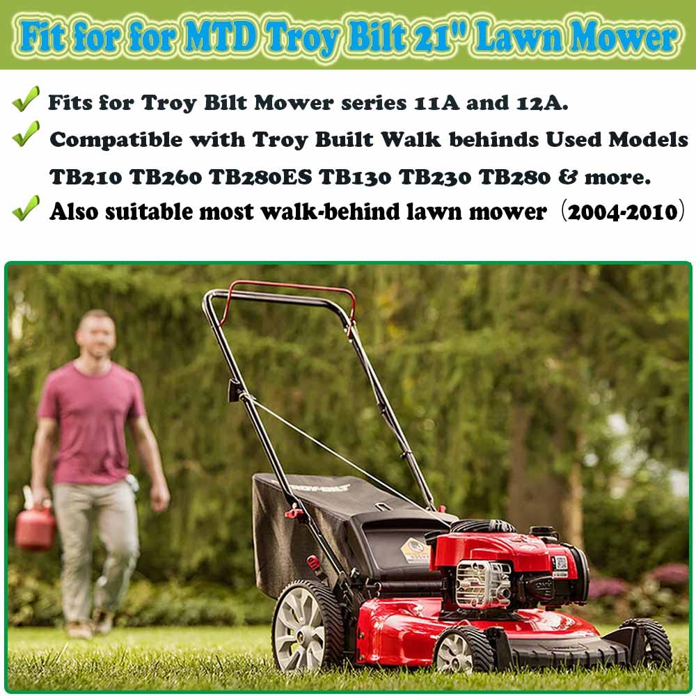 FELHOOD bag mounted on a Troy-Bilt mower demonstrating secure fit benefit
