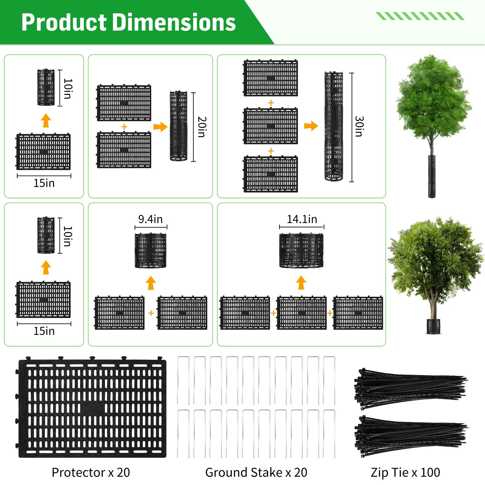 FELISTORY tree guard installed on young sapling protecting trunk from tools