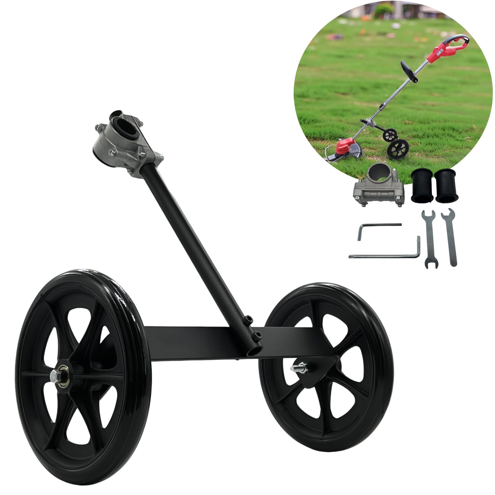 FellDen front view of assembled support wheel showing balance and stability