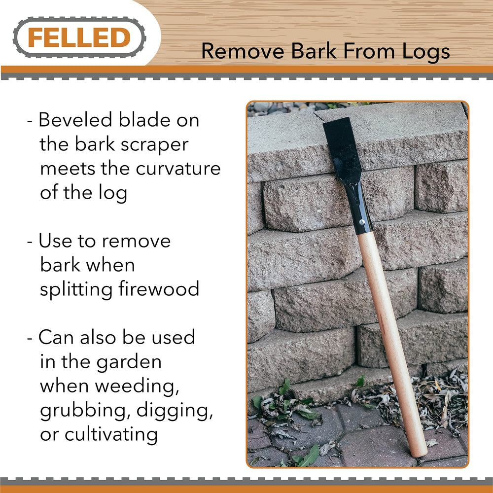Felled tool beside ruler showing 25-inch overall length and leverage
