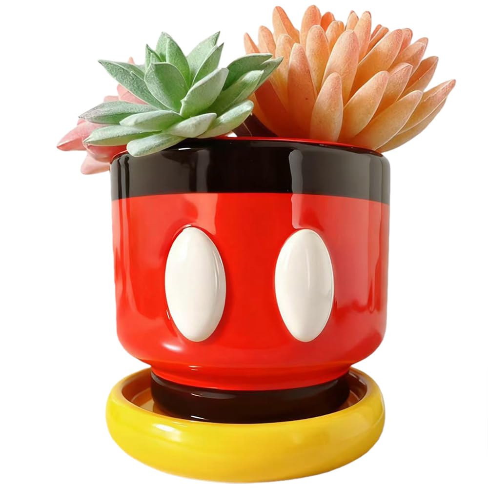 FelyHos front view cartoon mouse planter adding playful desk charm