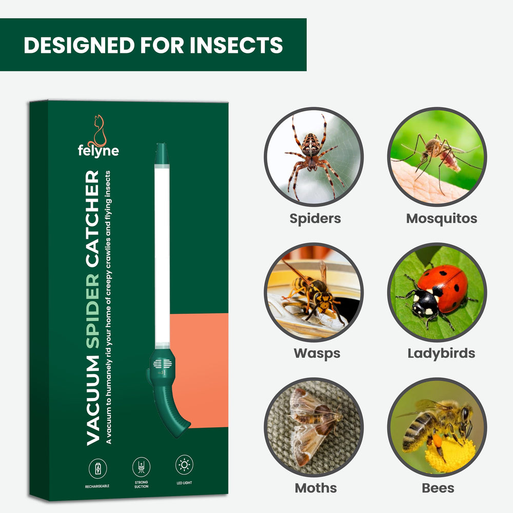 Felyne capture chamber open displaying safe, no-touch insect containment benefit