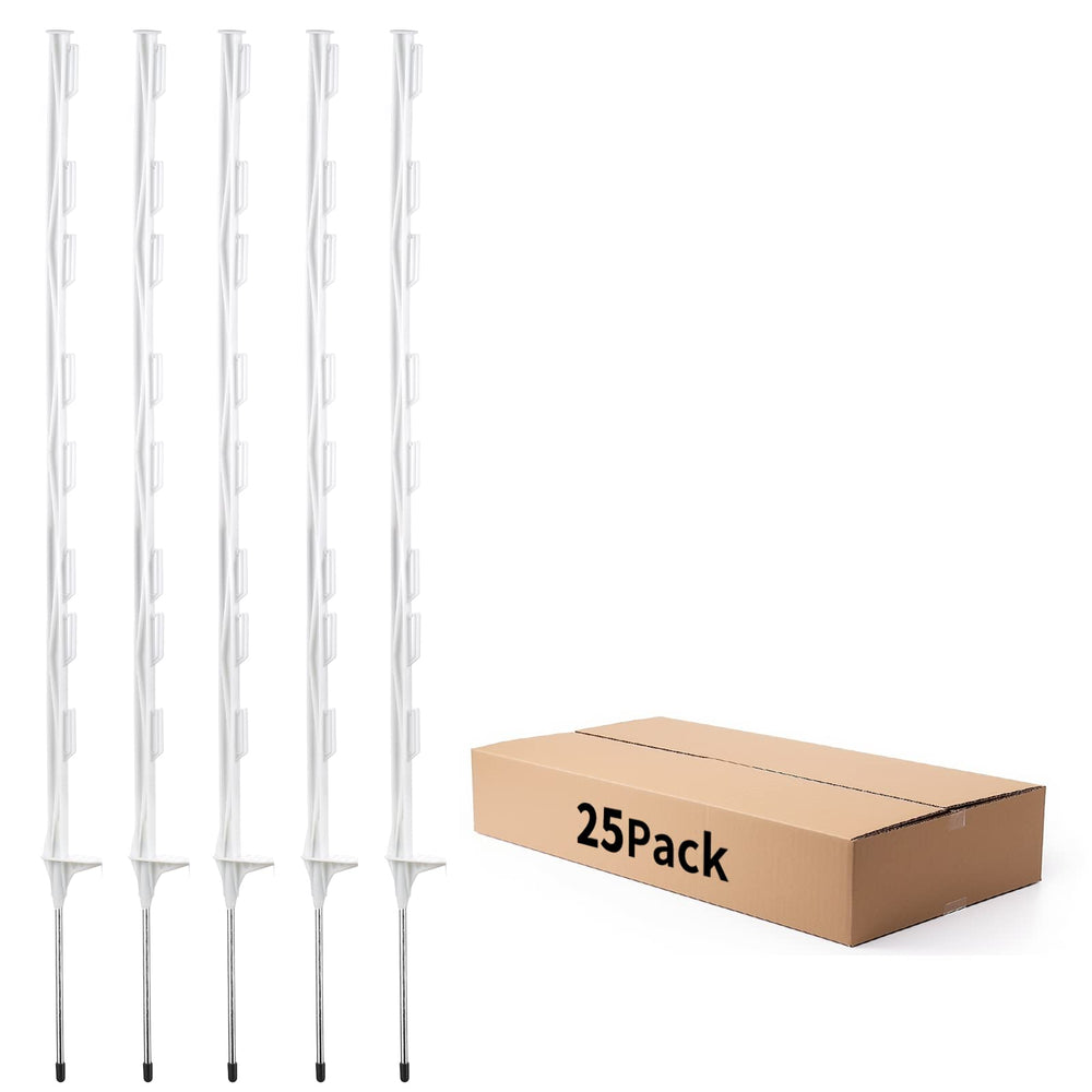 FENCE SHOCK front pack of 25 posts shows compact, ready-to-use fencing