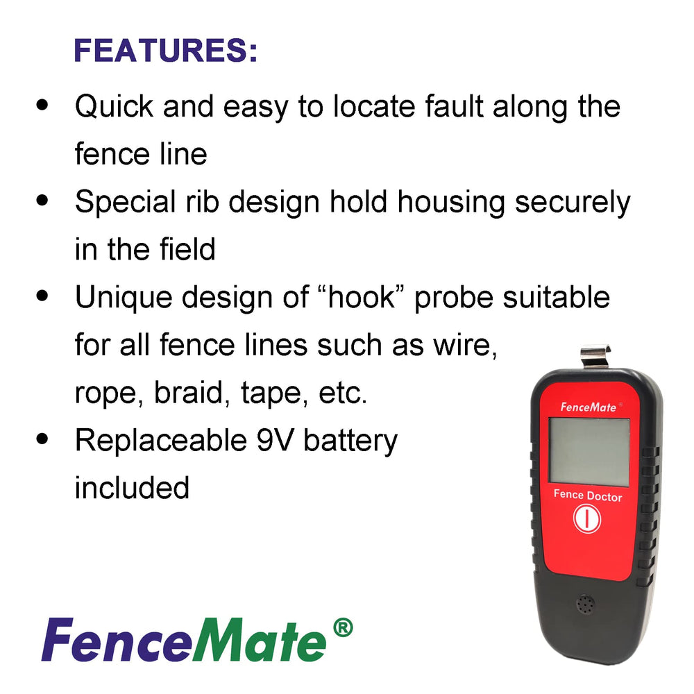 FenceMate close-up LCD screen displaying voltage and current for clear diagnostics