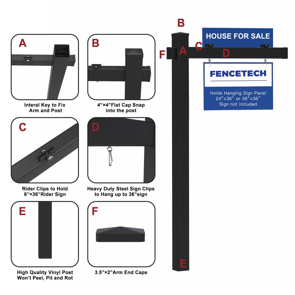 FENCETECH close-up of 47 inch arm joint showing sturdy connection and ease