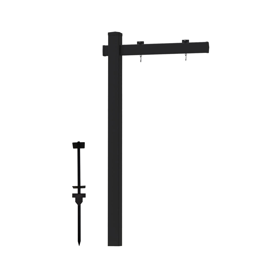 FENCETECH front view of black vinyl post showing professional curb appeal