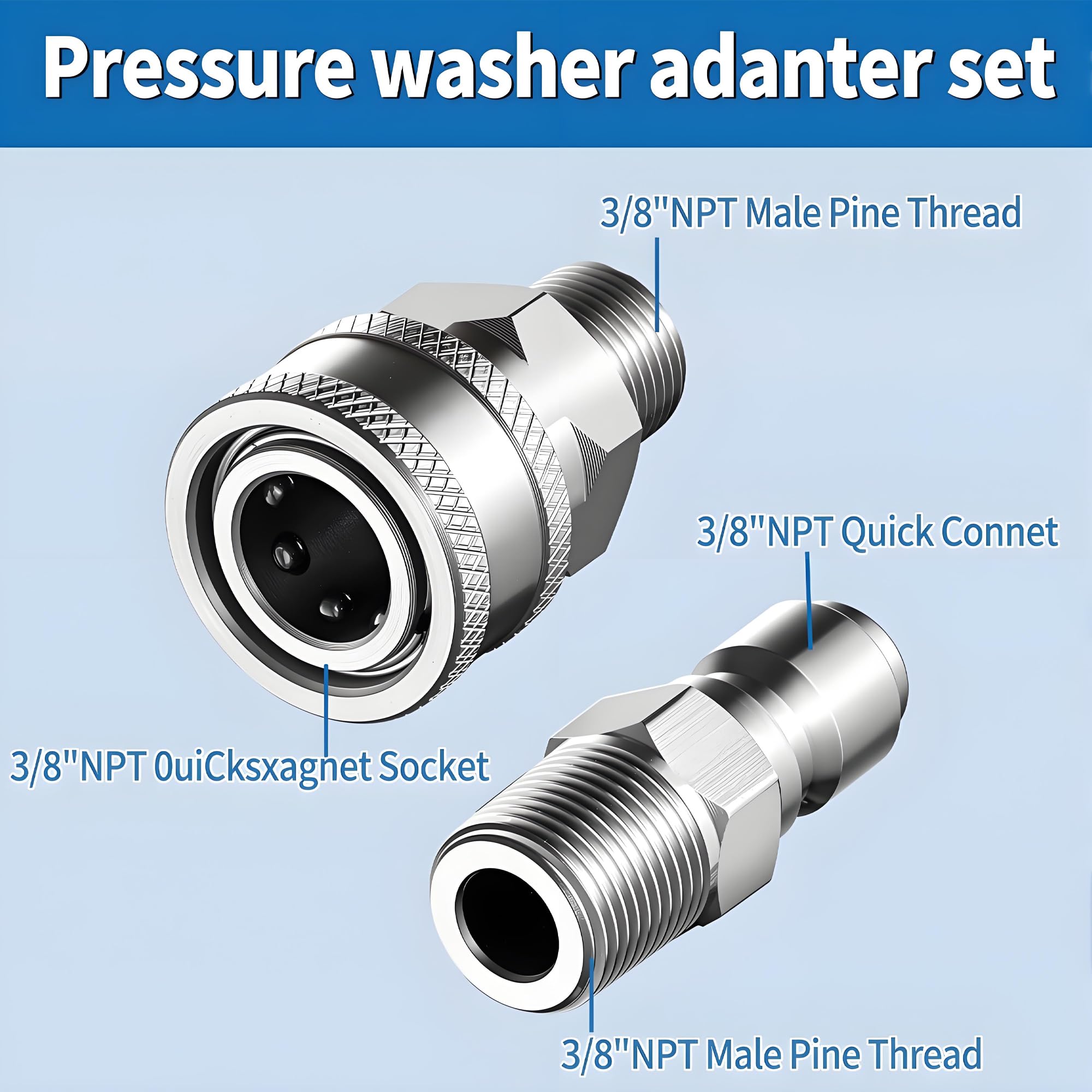 FENG PAI adapter fitted to pressure washer hose, leak-resistant connection benefit