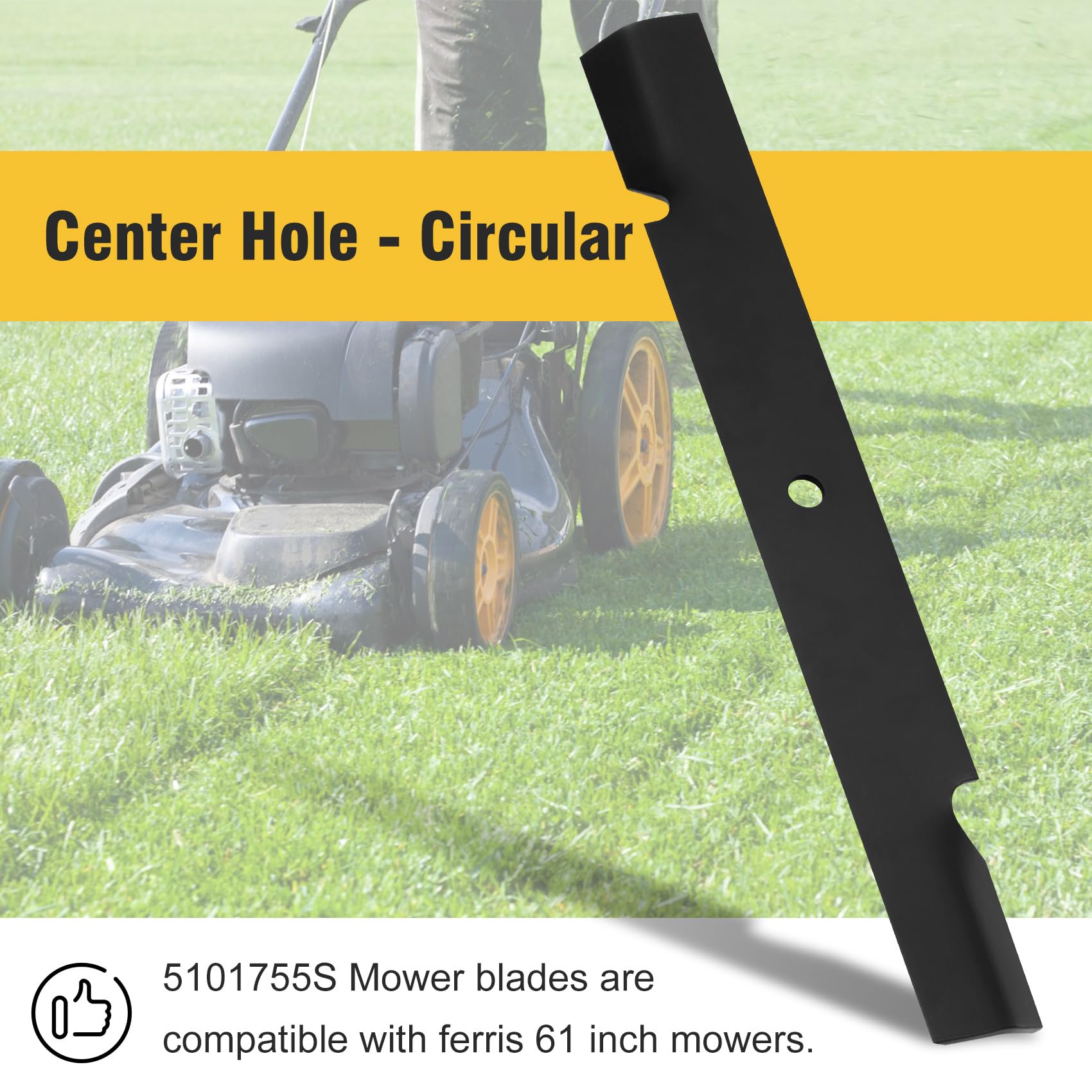 Fengind blade cutting grass in use delivering cleaner-looking lawn finish