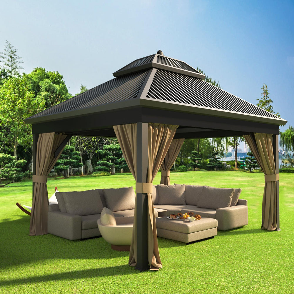 Fengind lifestyle shot of enclosed patio offering privacy and shade