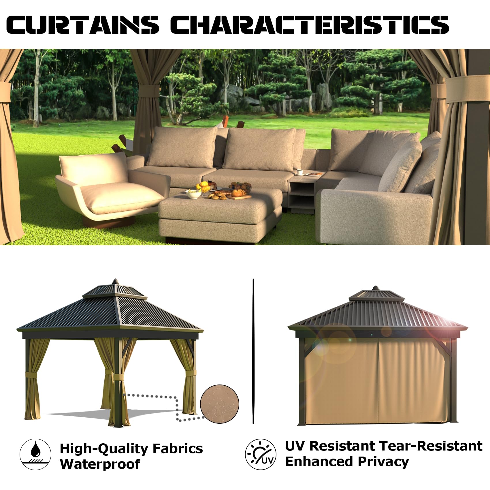 Fengind curtains with measuring tape for verifying 12x10 ft coverage