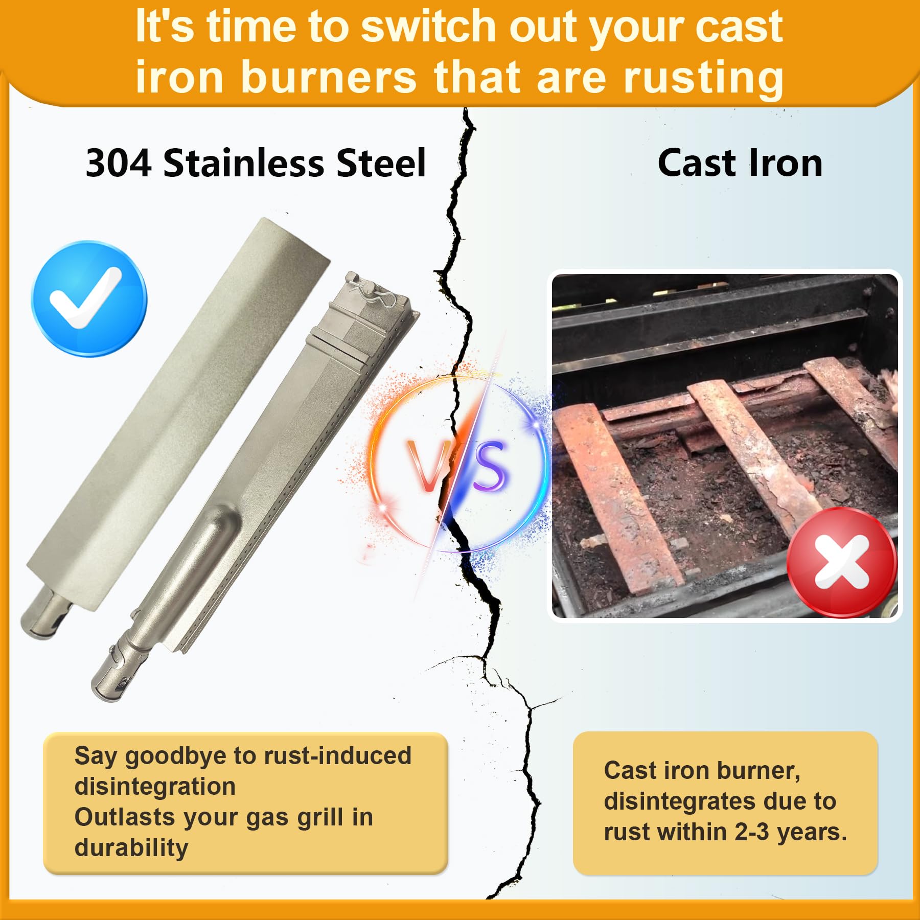 Fenluqi burners installed in a grill improving even heat across cooking surface