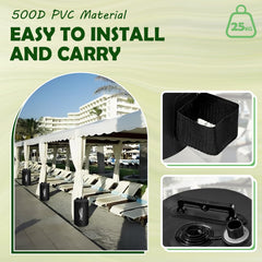 FENRUNXU hook-and-loop strap securing the weight bag to a canopy leg