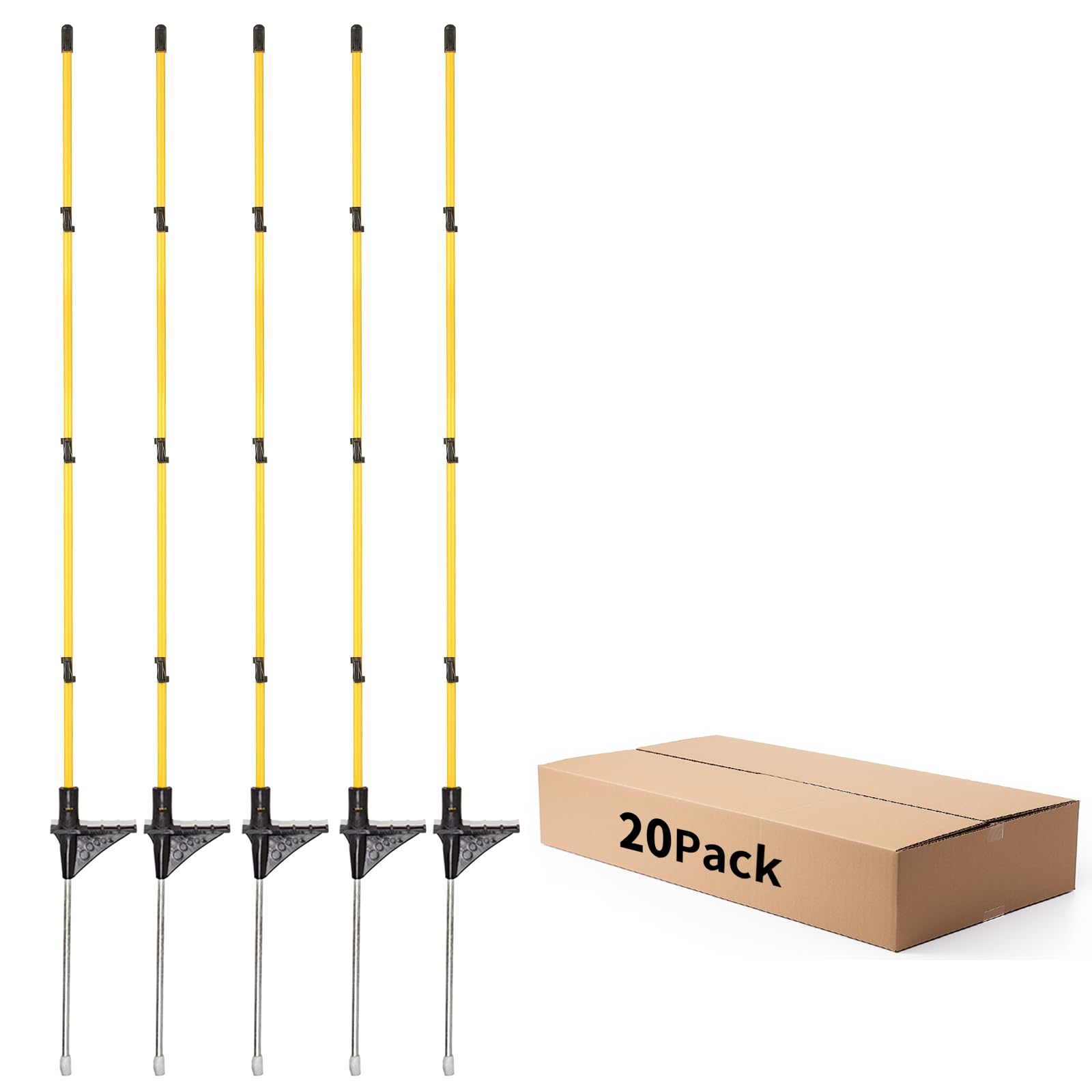 FENSMILE front view of 20-pack fiberglass posts showing compact pack benefit