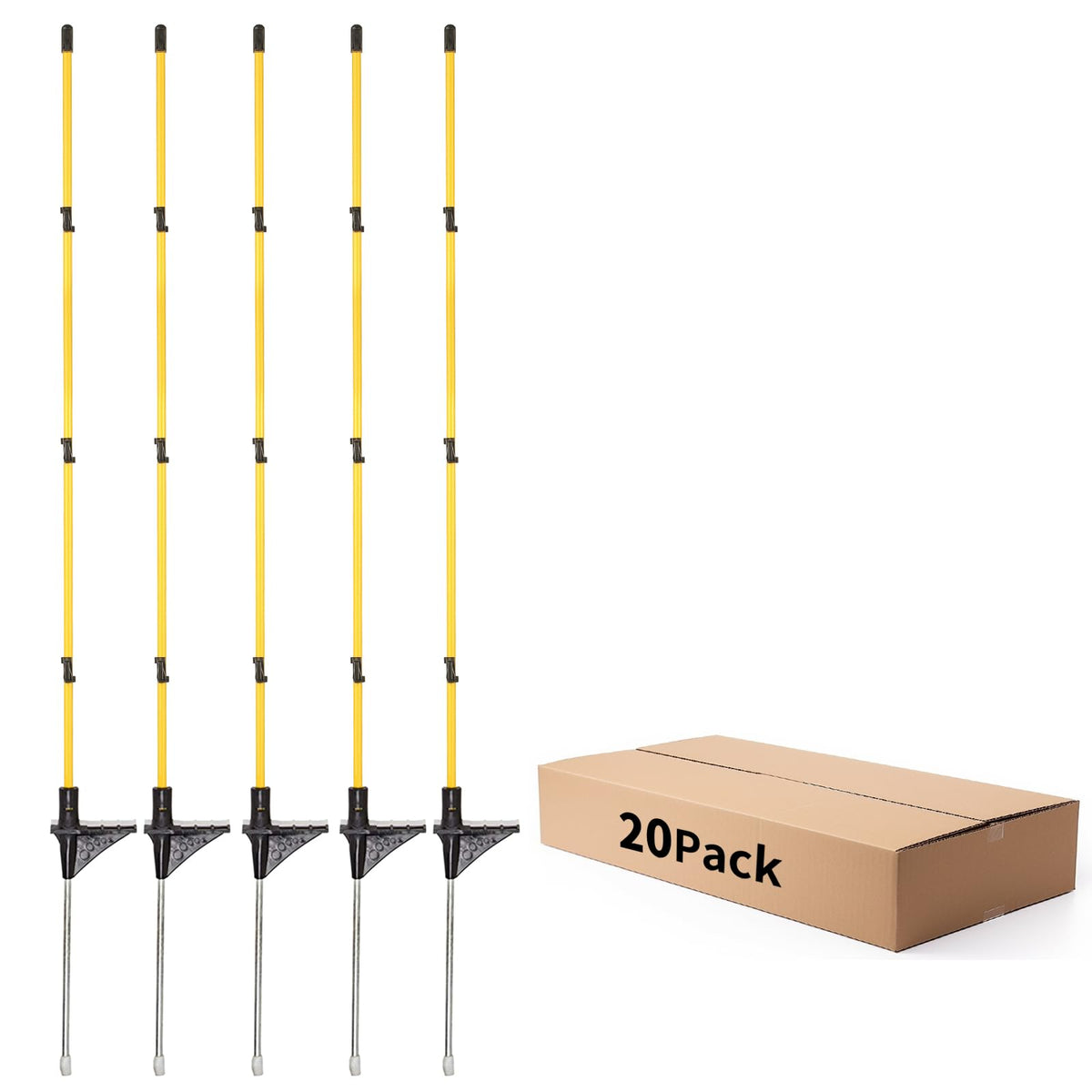 FENSMILE front view of 20-pack fiberglass posts showing compact pack benefit