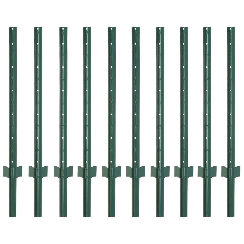 FENSMILE front view of ten 4ft green fence posts showing pack and finish, durable