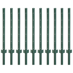 FENSMILE front view of ten 4ft green fence posts showing pack and finish, durable
