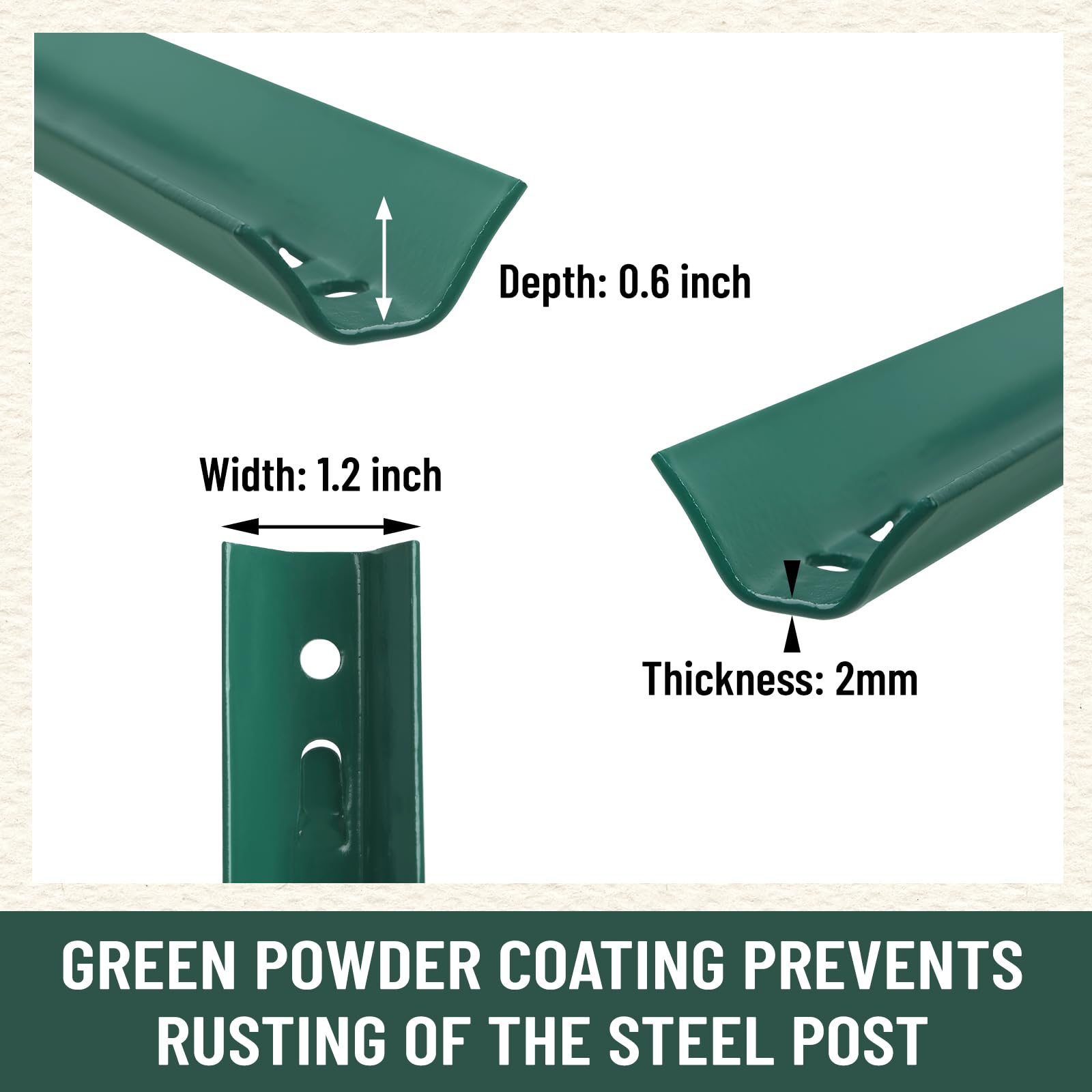 FENSMILE fence post driven into soil supporting wire mesh, easy installation benefit