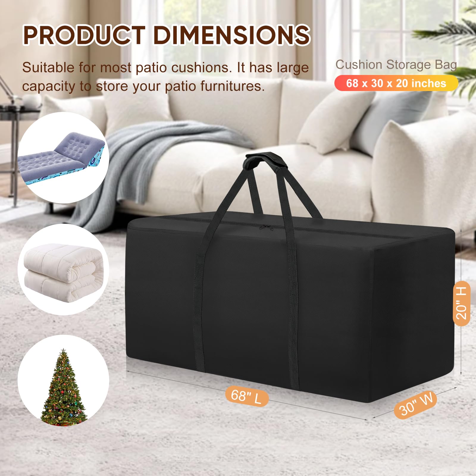 Fentiff bag with wide zipper open for easy loading and unloading