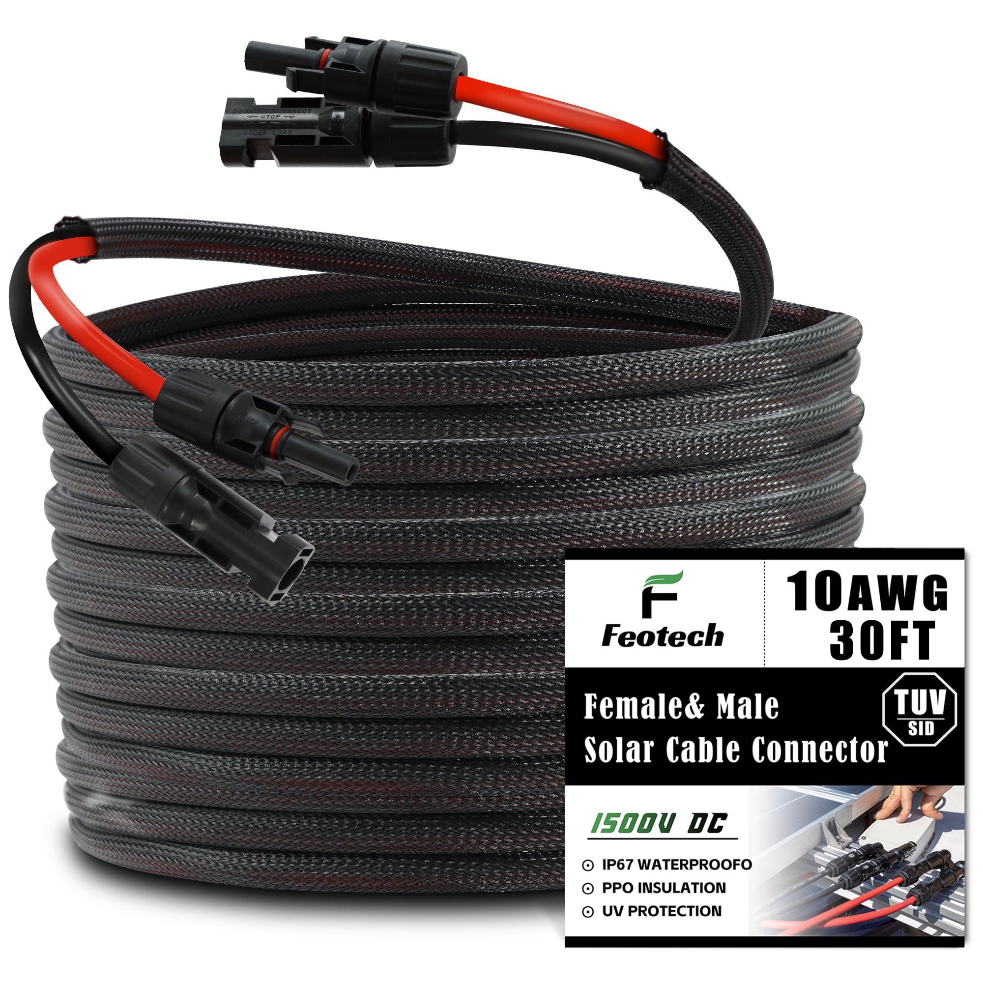 Feotech cable frontal empaquetado con pares y conectores, protección IP67 para exterior