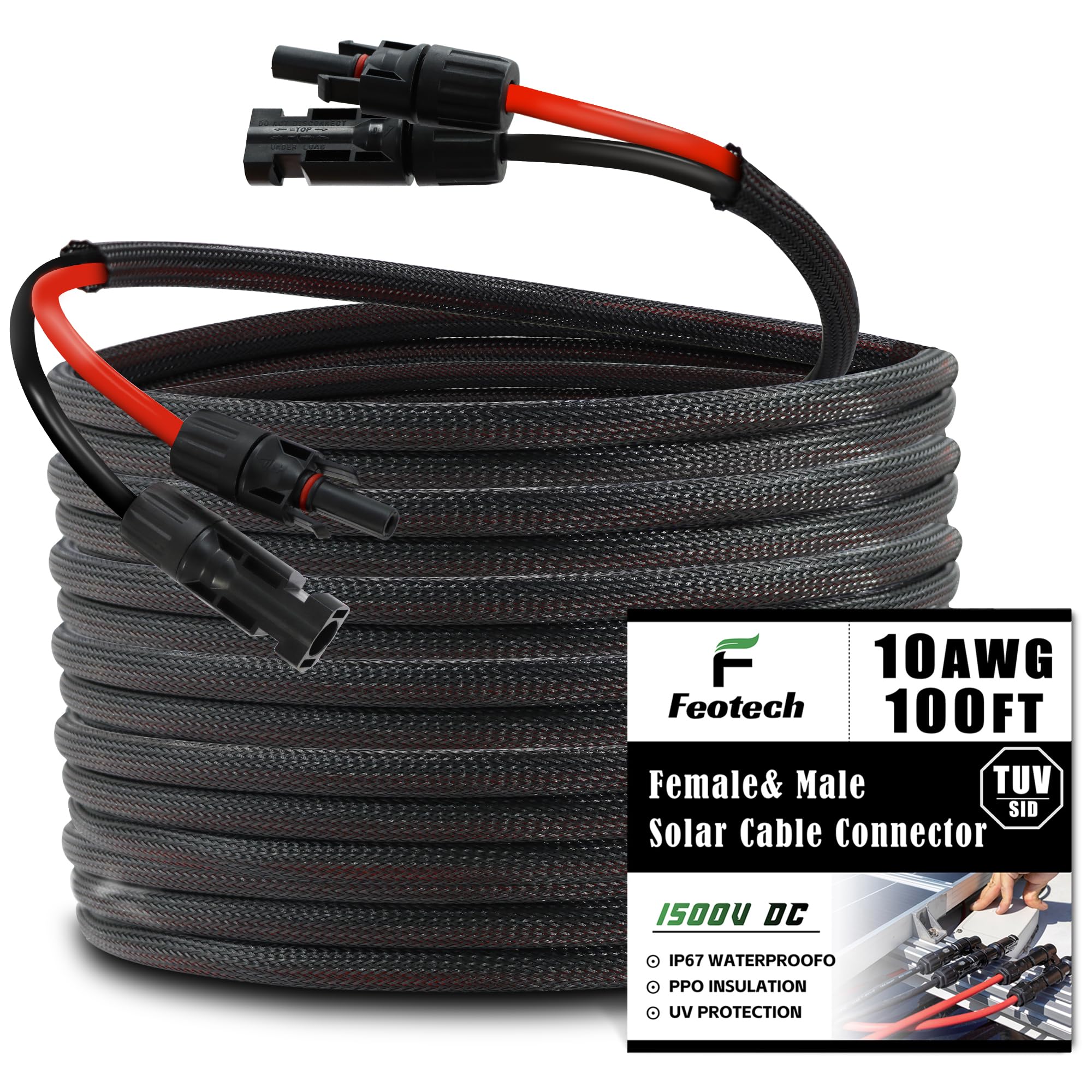 Feotech front packaging showing cable kit and connectors with clear benefit