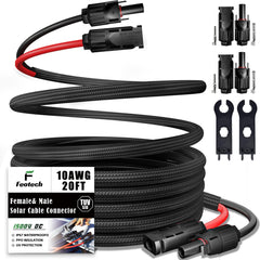 Feotech front packaging showing cable and adapter kit, durable weatherproof benefit