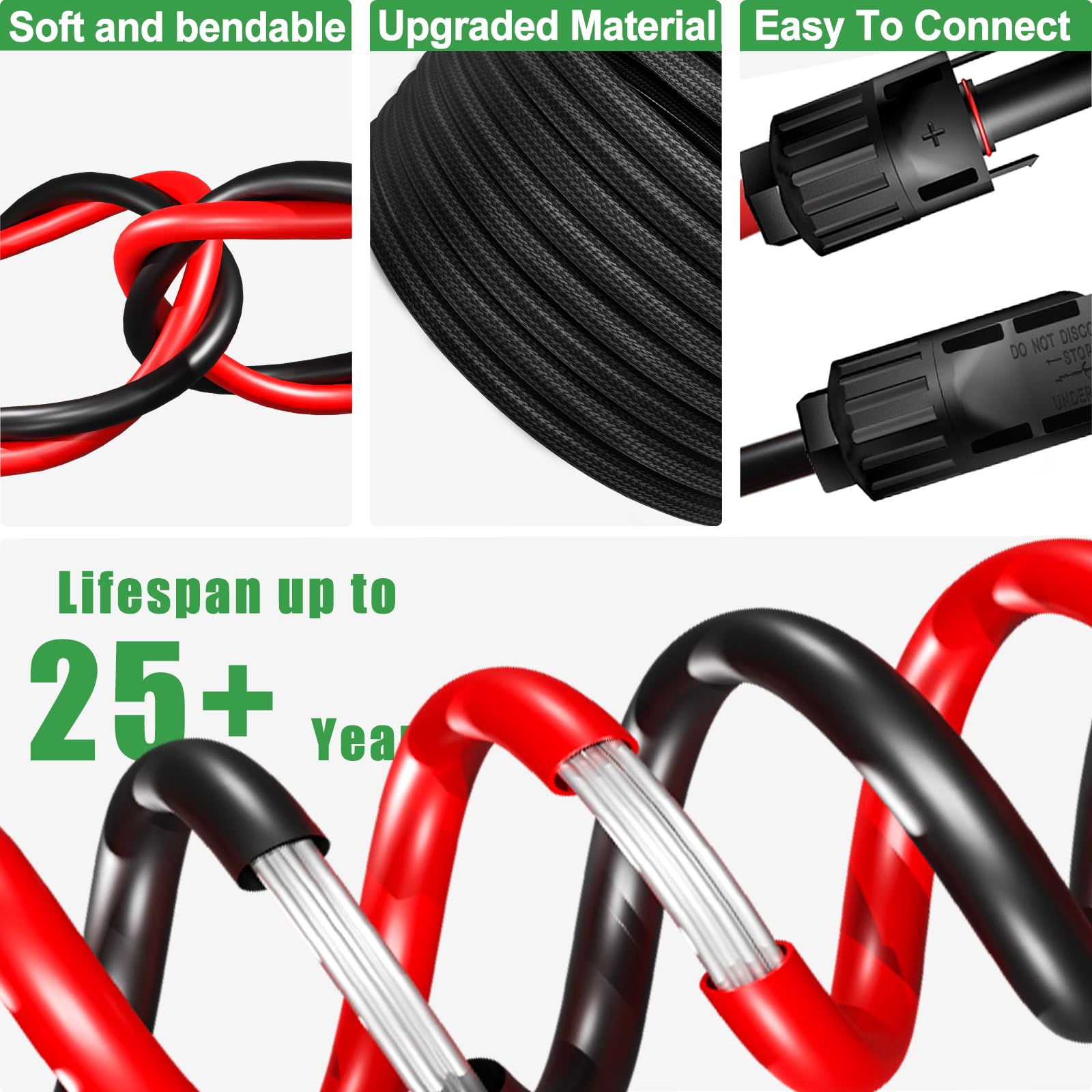Feotech cable connected to solar panel demonstrating easy installation benefit