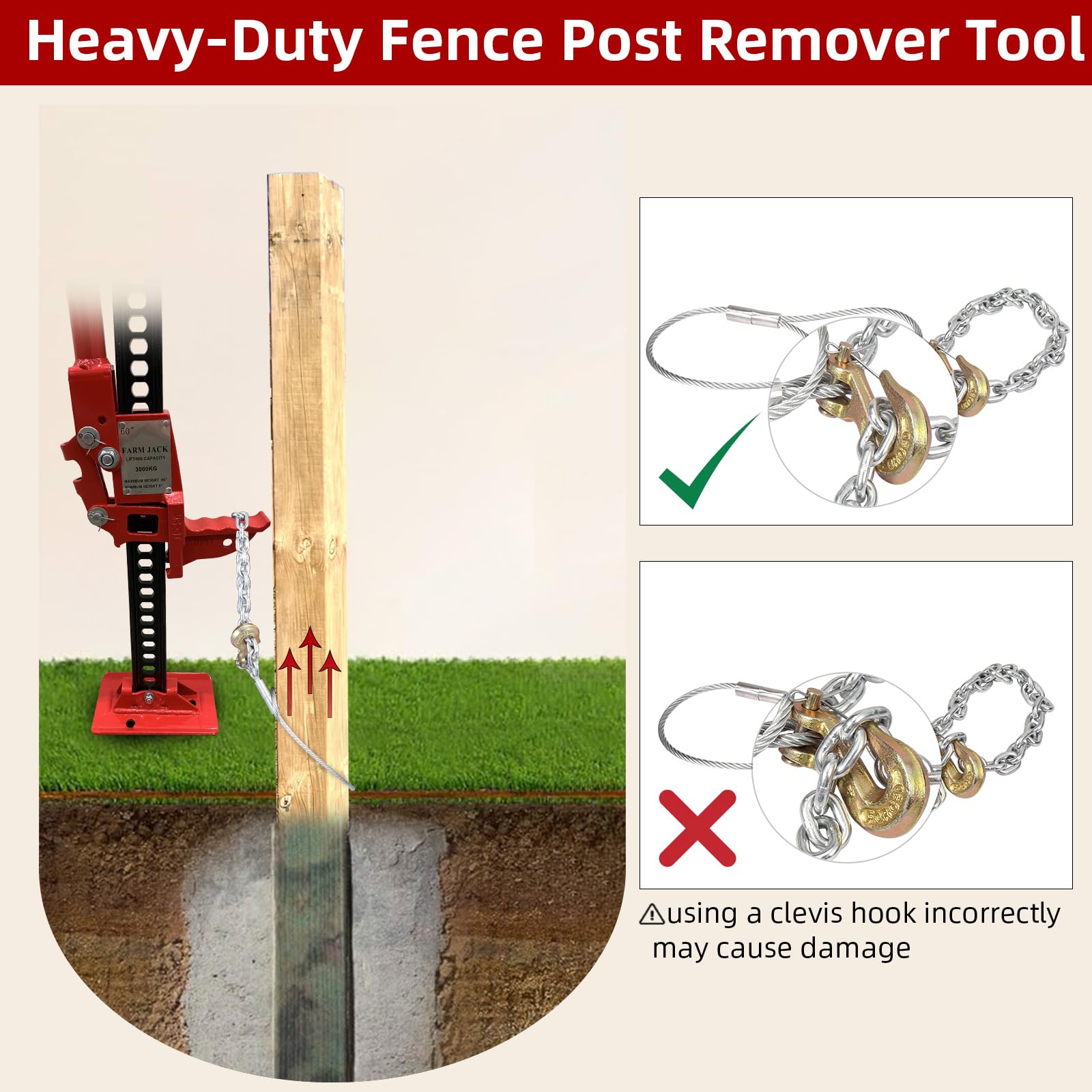 Feroca in use with a farm jack lifting a broken fence post efficiently