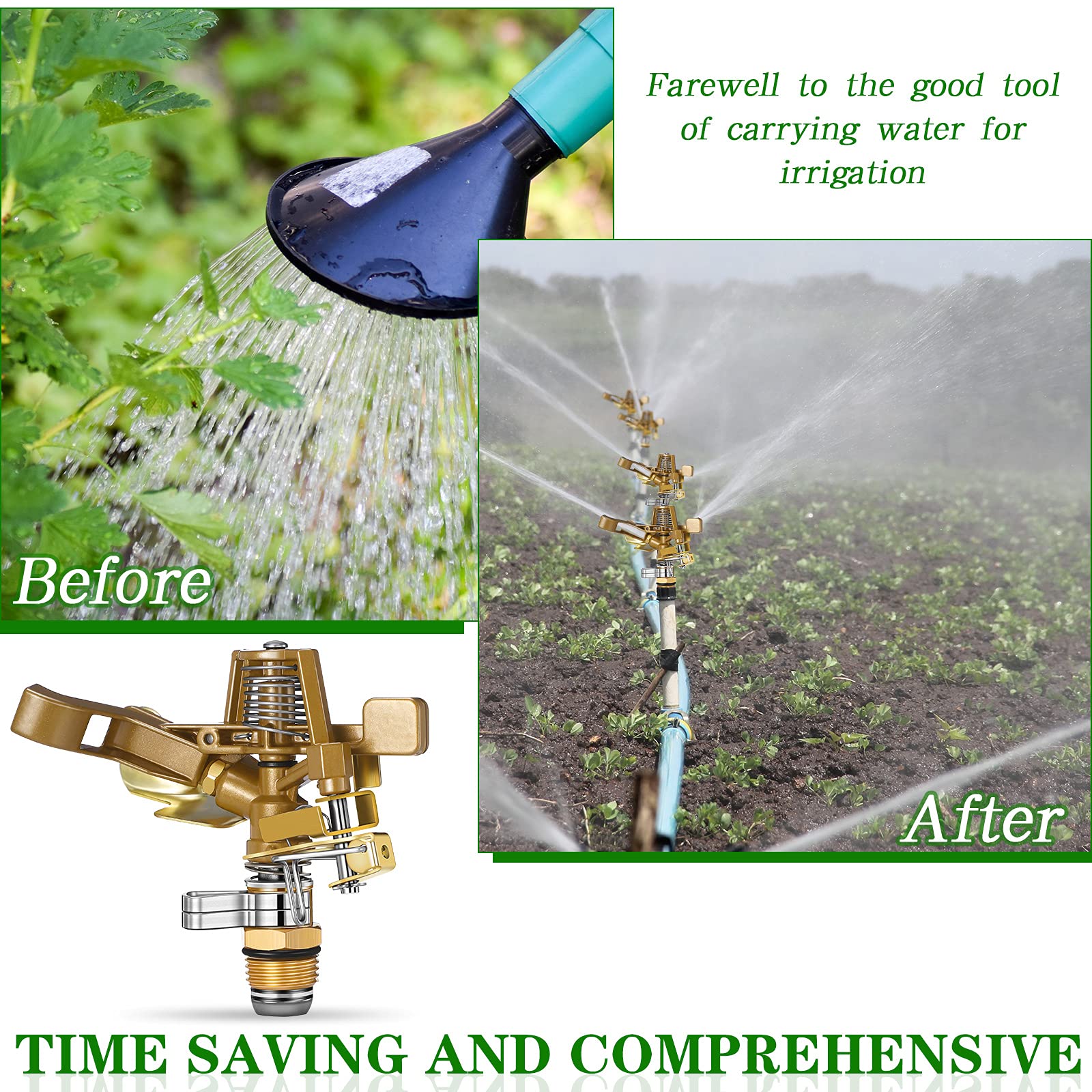 Ferraycle sprinkler in use on lawn showing even irrigation and time-saving coverage