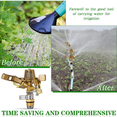 Ferraycle sprinkler in use on lawn showing even irrigation and time-saving coverage