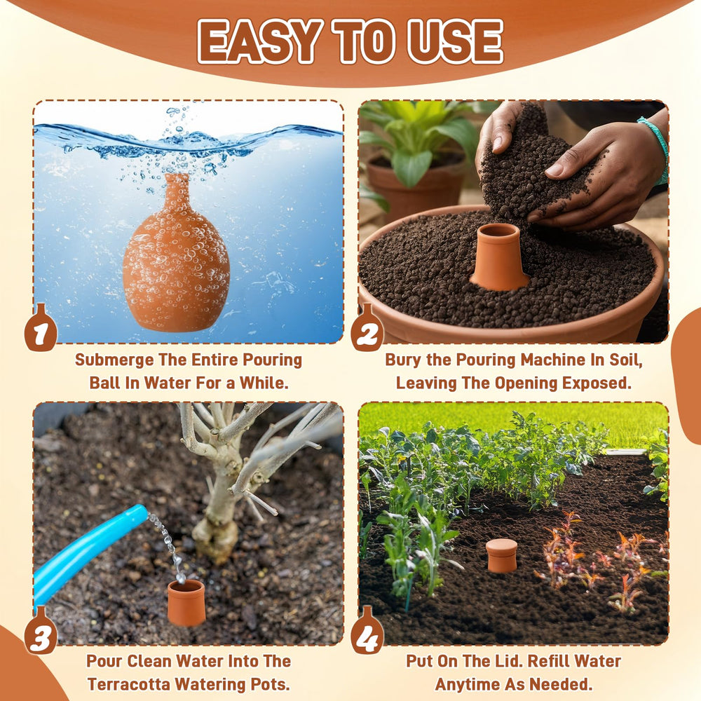 Ferrochef olla buried in potting soil delivering water to roots efficiently