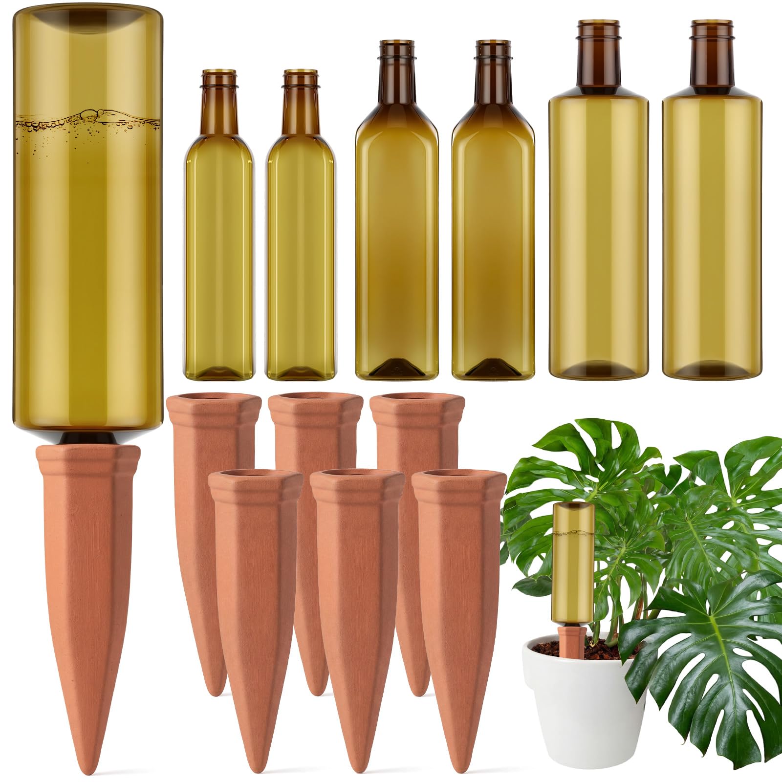 Ferrochef front view showing spikes and bottles, convenient vacation watering