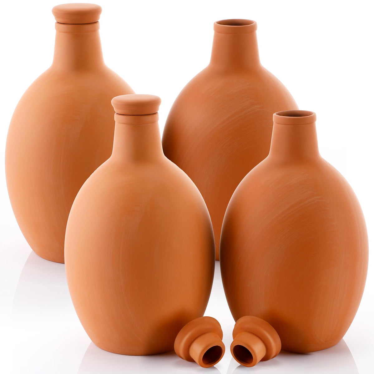 Ferrochef front view of four terracotta ollas showing packaging and capacity benefit