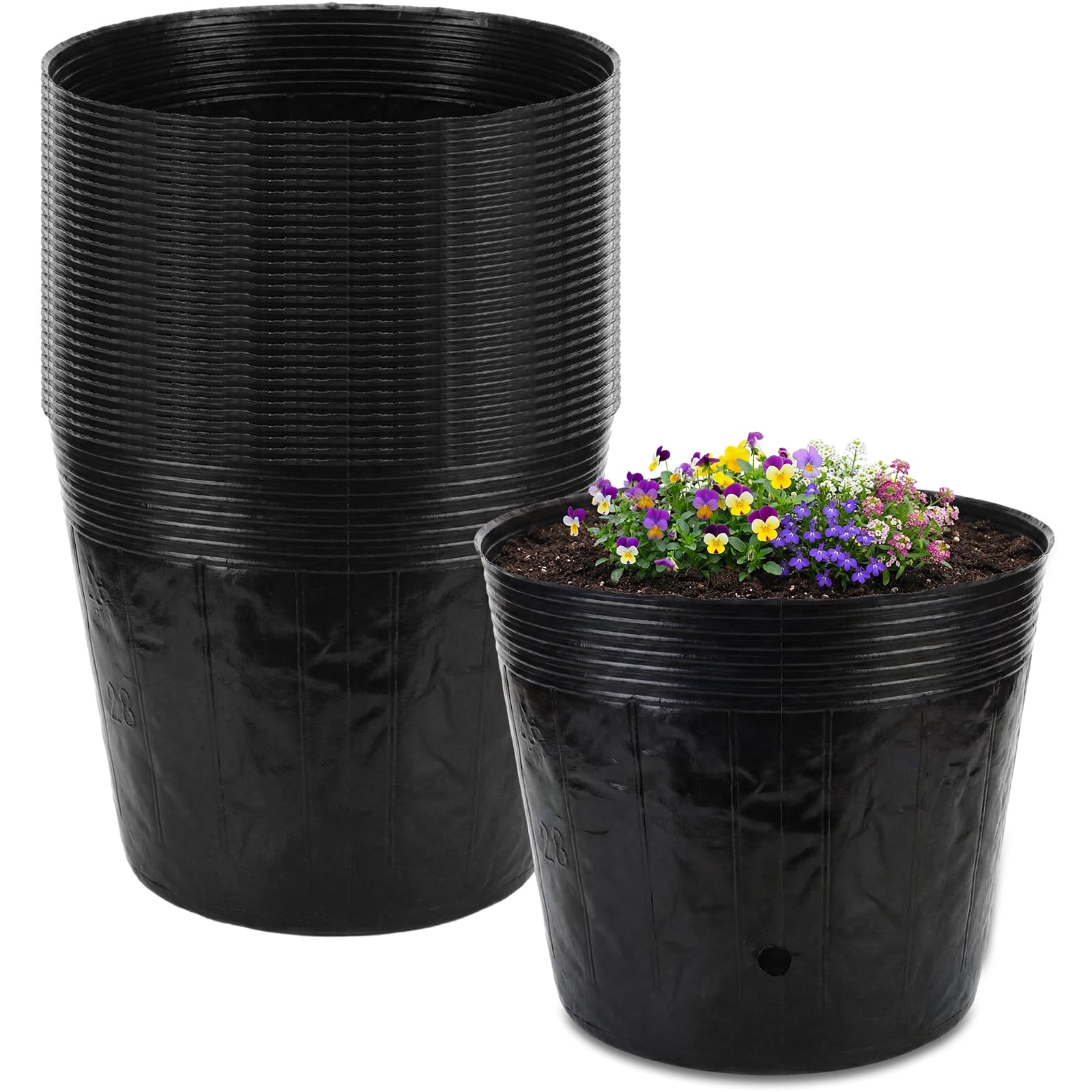 Ferrochef front view of 5 gallon nursery pot showing sturdy rim and shape benefit