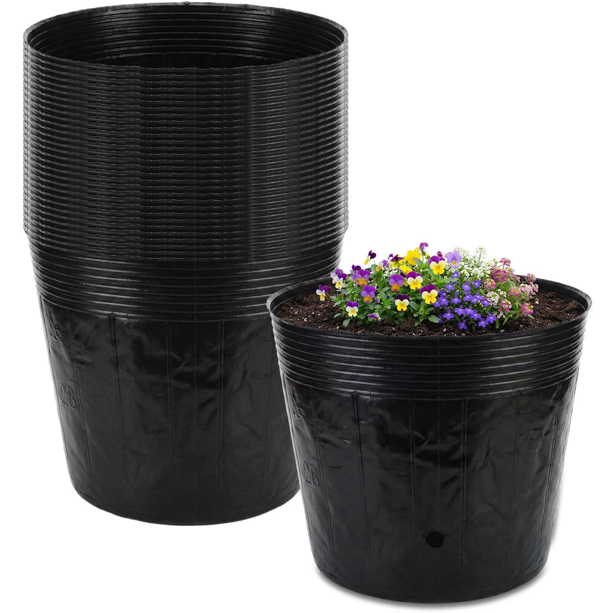 Ferrochef front view of 5 gallon nursery pot showing sturdy rim and shape benefit