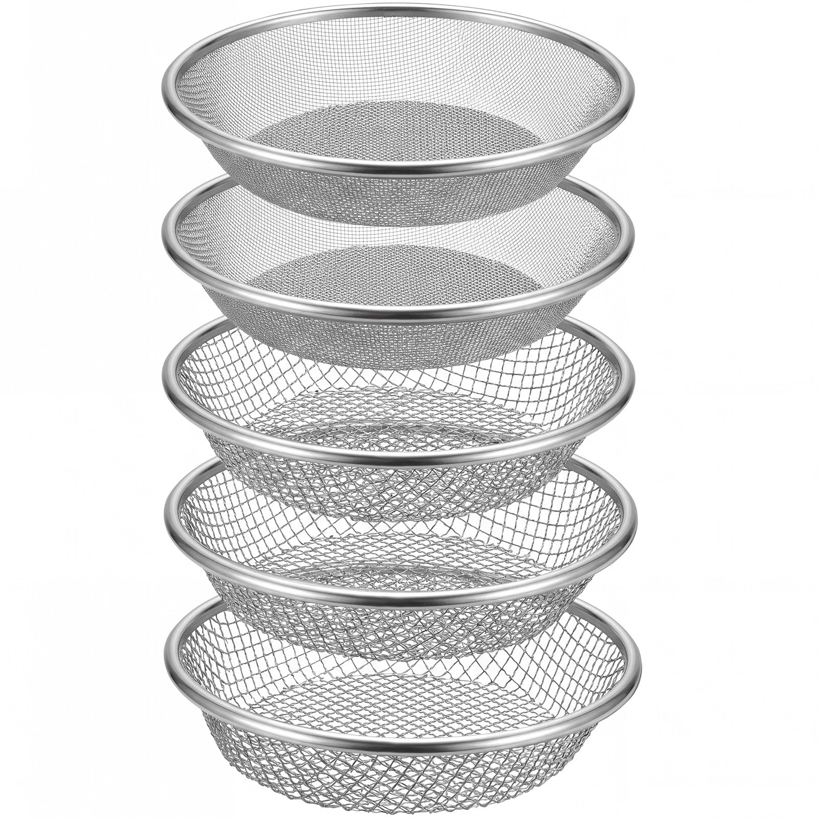 Ferrochef front view of five stacked sieves showing compact kit benefit