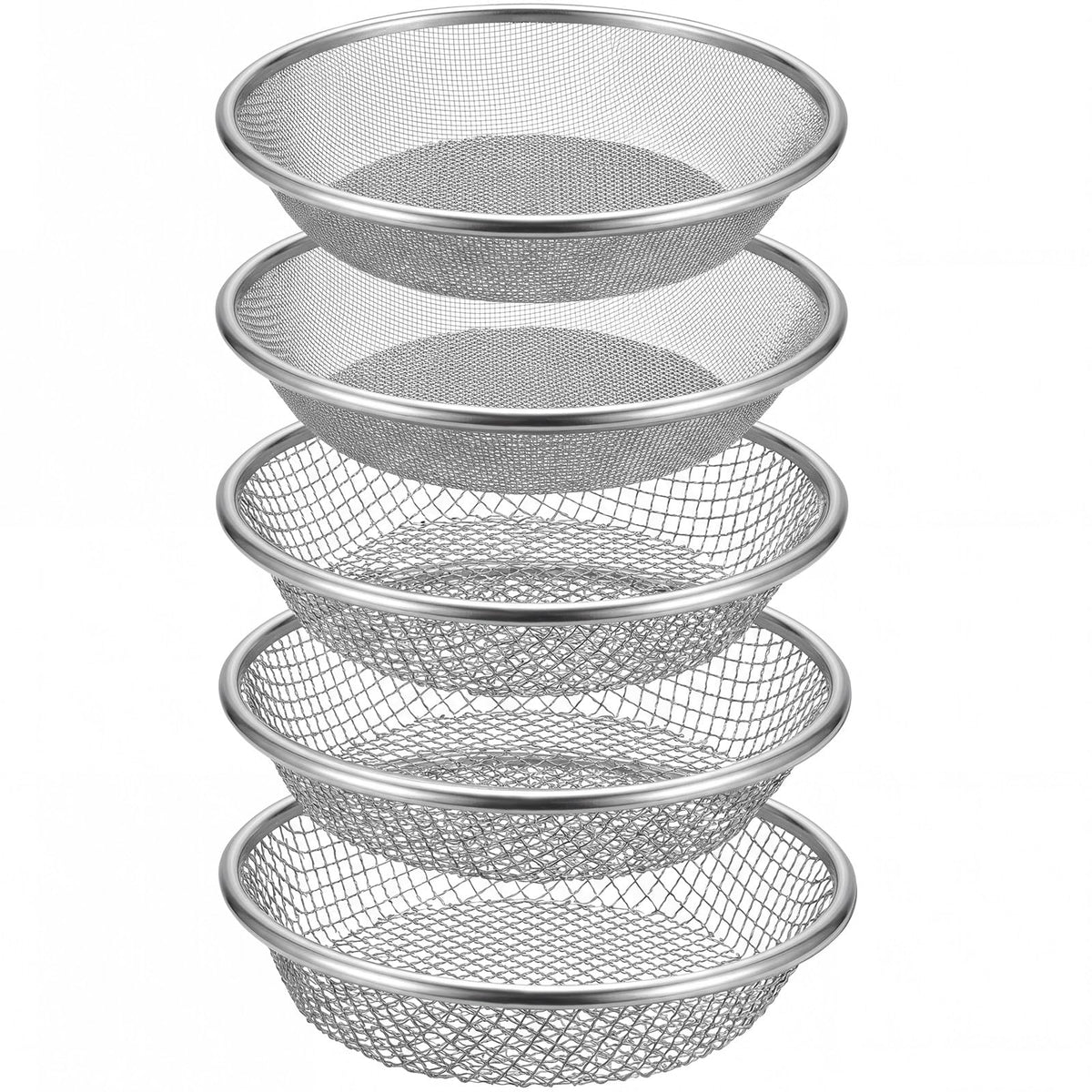 Ferrochef front view of five stacked sieves showing compact kit benefit